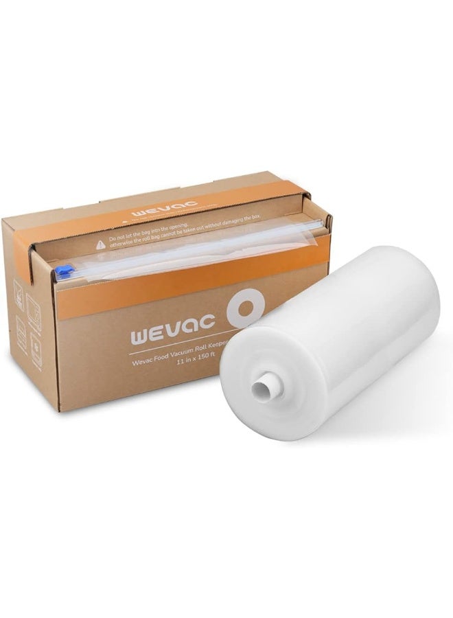 Wevac 11” x 150’ Food Vacuum Seal Roll Keeper with Cutter, Ideal Vacuum Sealer Bags for Food Saver, BPA Free, Commercial Grade, Great for Storage, Meal prep and Sous Vide - Image 1